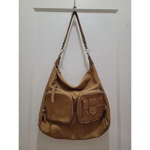 Chocolat Blu Pocket Hobo Bag Genuine Tan Leather Handbag Large Shoulder Purse